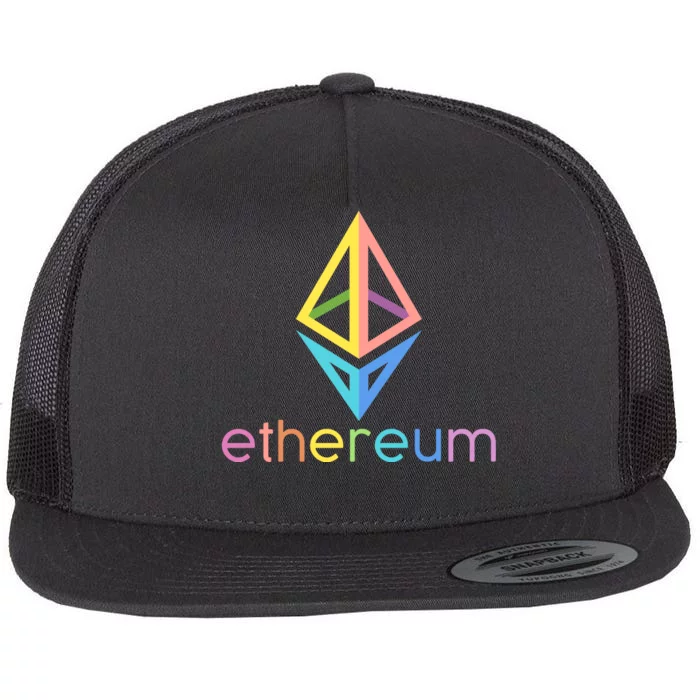 Ethereum Diamond Rainbow Logo Flat Bill Trucker Hat