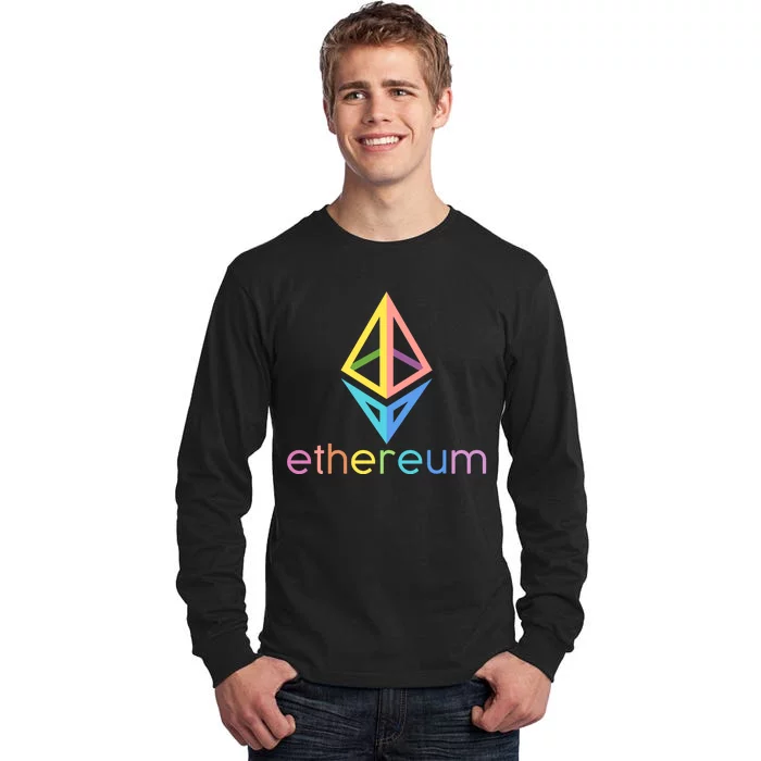 Ethereum Diamond Rainbow Logo Tall Long Sleeve T-Shirt