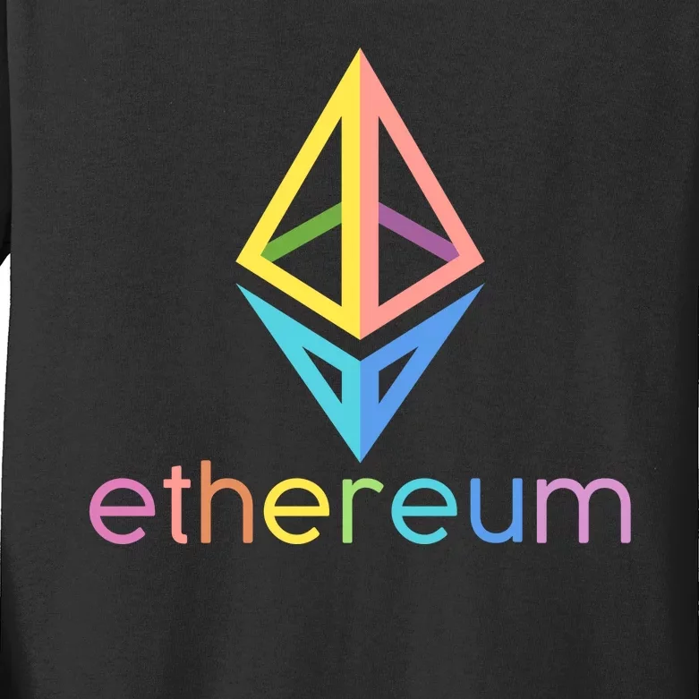 Ethereum Diamond Rainbow Logo Kids Long Sleeve Shirt