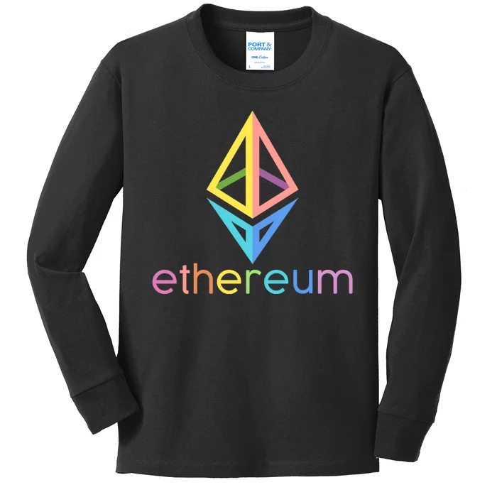 Ethereum Diamond Rainbow Logo Kids Long Sleeve Shirt