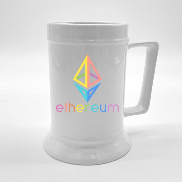 Ethereum Diamond Rainbow Logo Front & Back Beer Stein