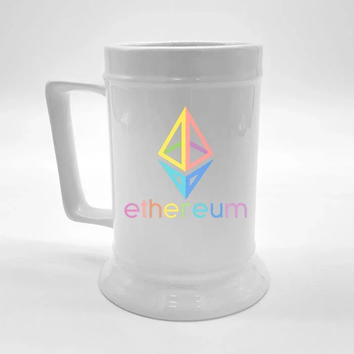 Ethereum Diamond Rainbow Logo Front & Back Beer Stein