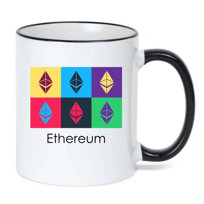 Ethereum ETH Pop Art Crypto Currency Logo Black Color Changing Mug