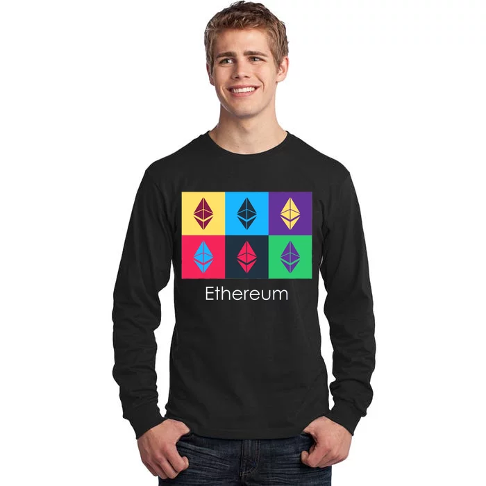 Ethereum ETH Pop Art Crypto Currency Logo Tall Long Sleeve T-Shirt