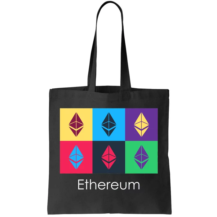 Ethereum ETH Pop Art Crypto Currency Logo Tote Bag