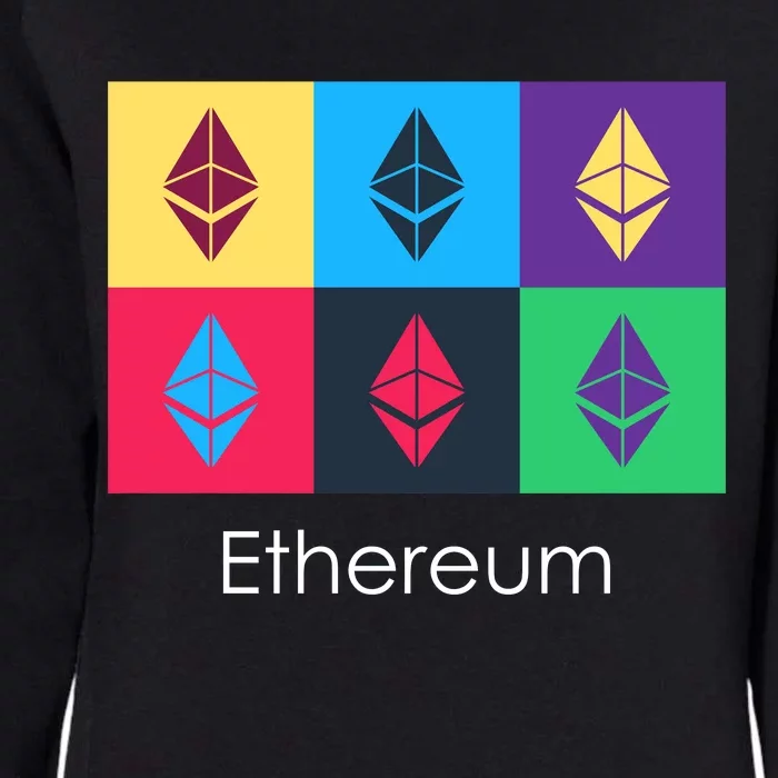 Ethereum ETH Pop Art Crypto Currency Logo Womens California Wash Sweatshirt