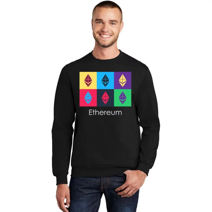 Ethereum ETH Pop Art Crypto Currency Logo Tall Sweatshirt