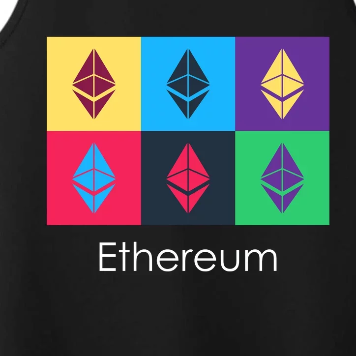 Ethereum ETH Pop Art Crypto Currency Logo Performance Tank