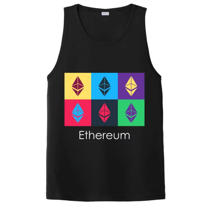 Ethereum ETH Pop Art Crypto Currency Logo Performance Tank