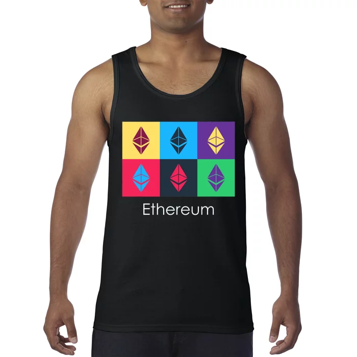 Ethereum ETH Pop Art Crypto Currency Logo Tank Top