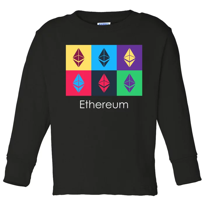 Ethereum ETH Pop Art Crypto Currency Logo Toddler Long Sleeve Shirt