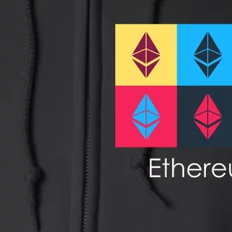 Ethereum ETH Pop Art Crypto Currency Logo Full Zip Hoodie