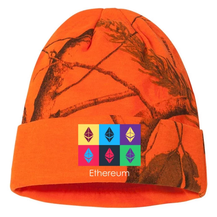 Ethereum ETH Pop Art Crypto Currency Logo Kati - 12in Camo Beanie