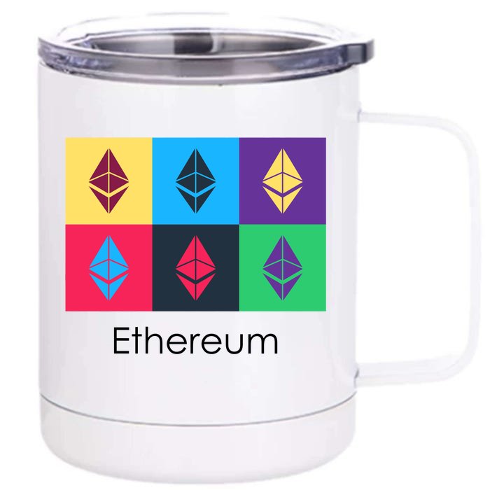 Ethereum ETH Pop Art Crypto Currency Logo Front & Back 12oz Stainless Steel Tumbler Cup