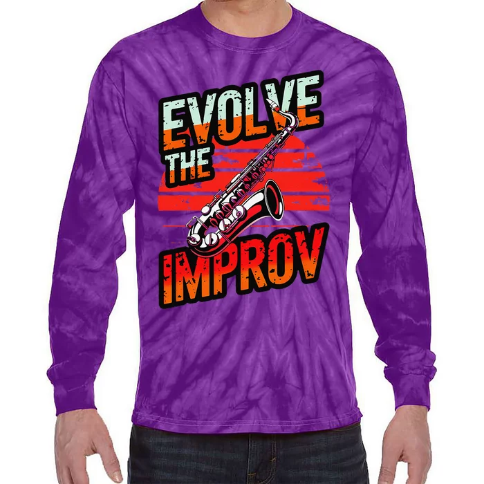 Evolve The Improve Funny Saxophone Tie-Dye Long Sleeve Shirt