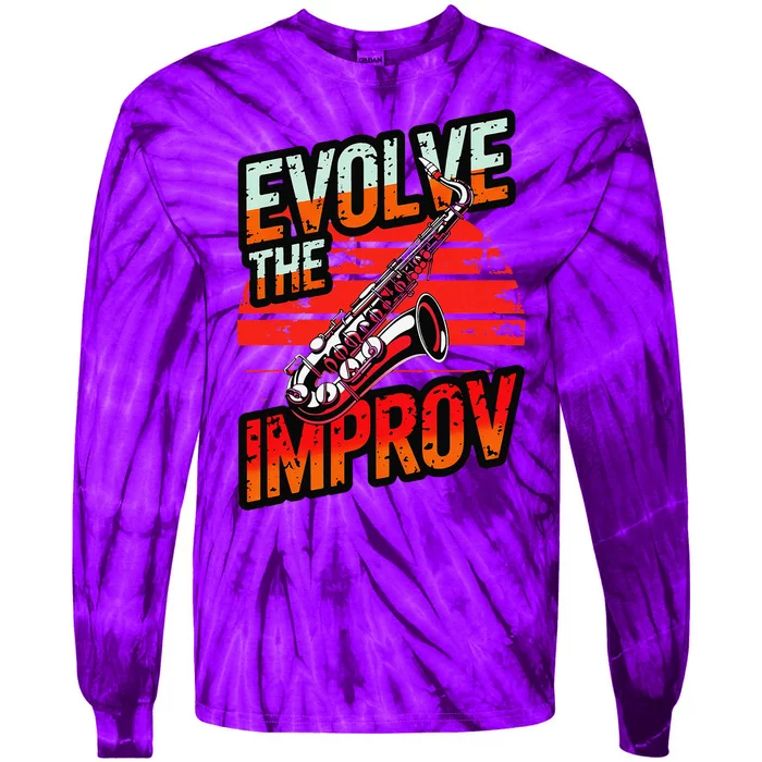 Evolve The Improve Funny Saxophone Tie-Dye Long Sleeve Shirt