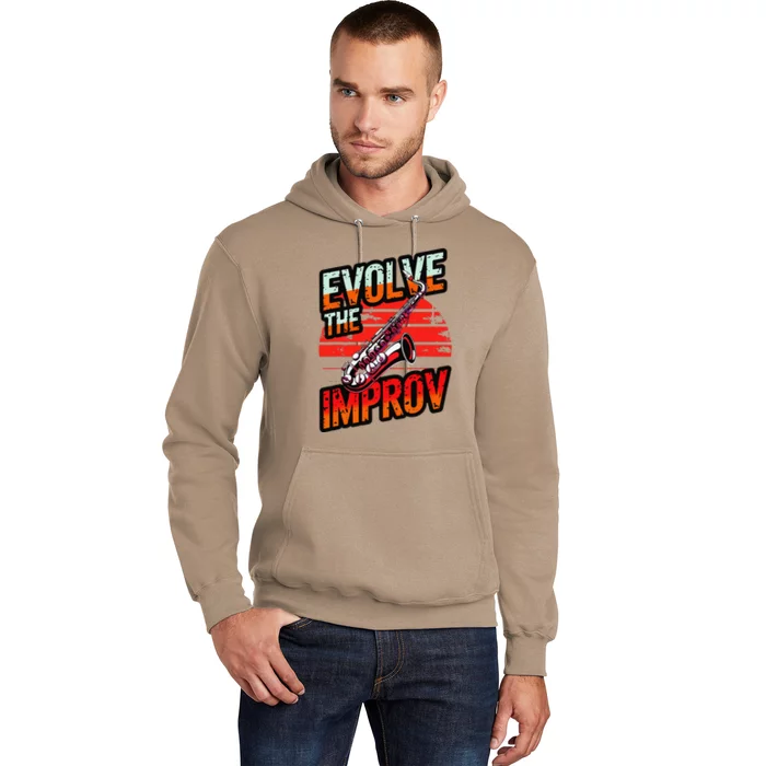 Evolve The Improve Funny Saxophone Hoodie