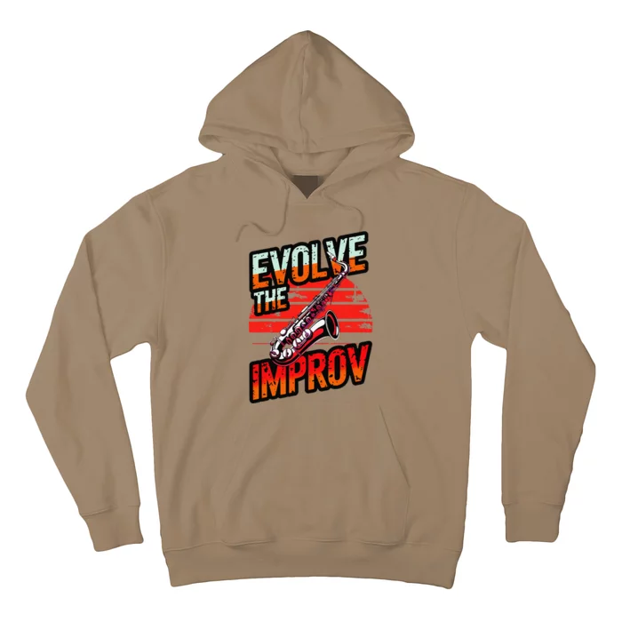 Evolve The Improve Funny Saxophone Hoodie