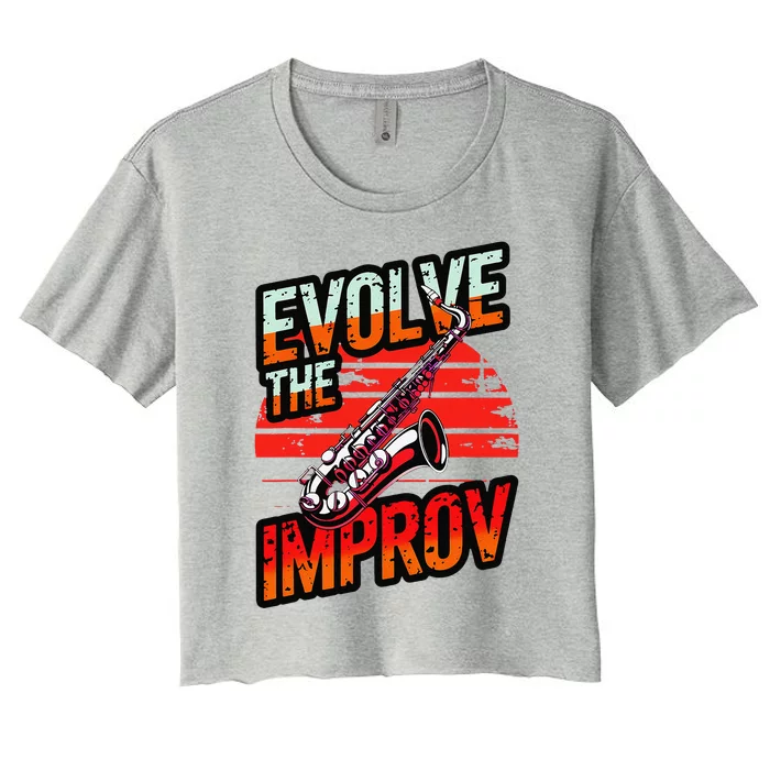 Evolve The Improve Funny Saxophone Women's Crop Top Tee