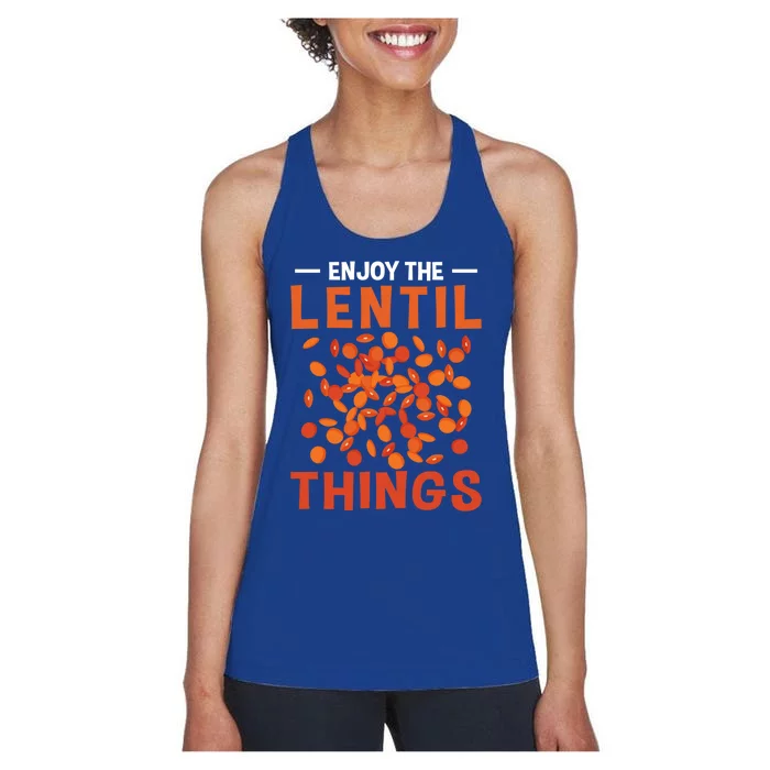 Enjoy The Lentil Things Veganism Design Vegan Great Gift Women's Racerback Tank