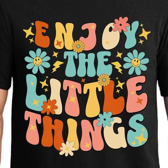 Enjoy The Little Things Positive Sayings Groovy Retro Pajama Set