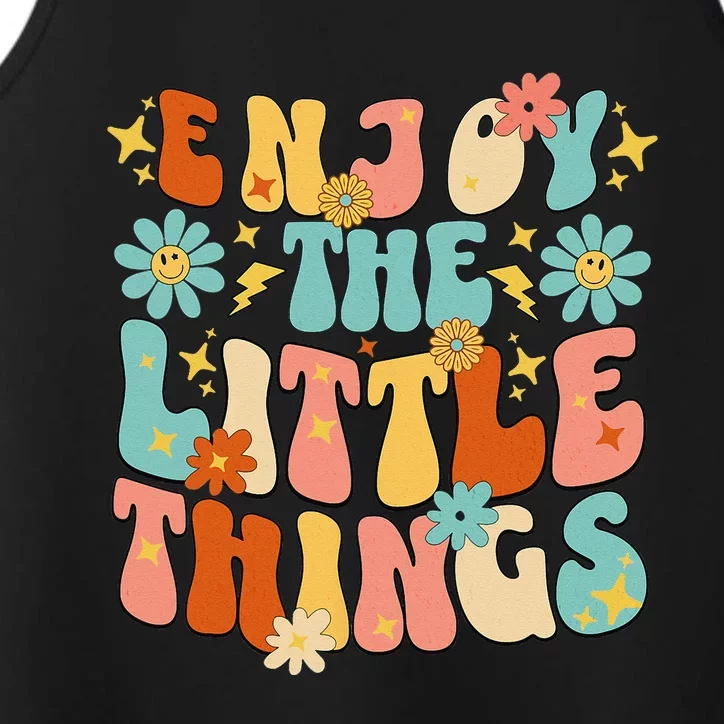 Enjoy The Little Things Positive Sayings Groovy Retro Performance Tank