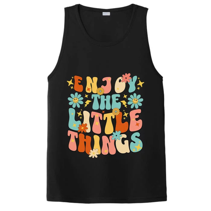 Enjoy The Little Things Positive Sayings Groovy Retro Performance Tank