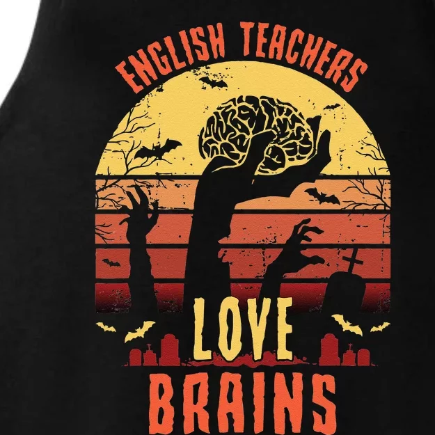 English Teachers Love Brains Funny Teacher Halloween Gift Ladies Tri-Blend Wicking Tank