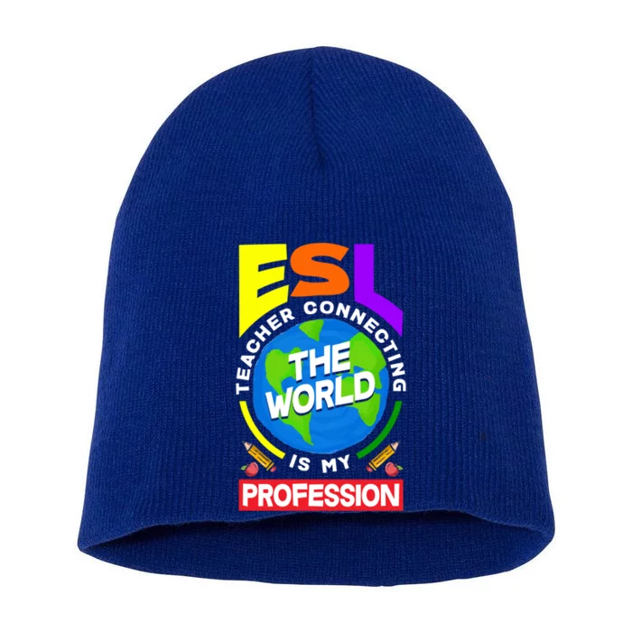 Esl Teacher Linguist Multilingual Teaching Profession Great Gift Short Acrylic Beanie