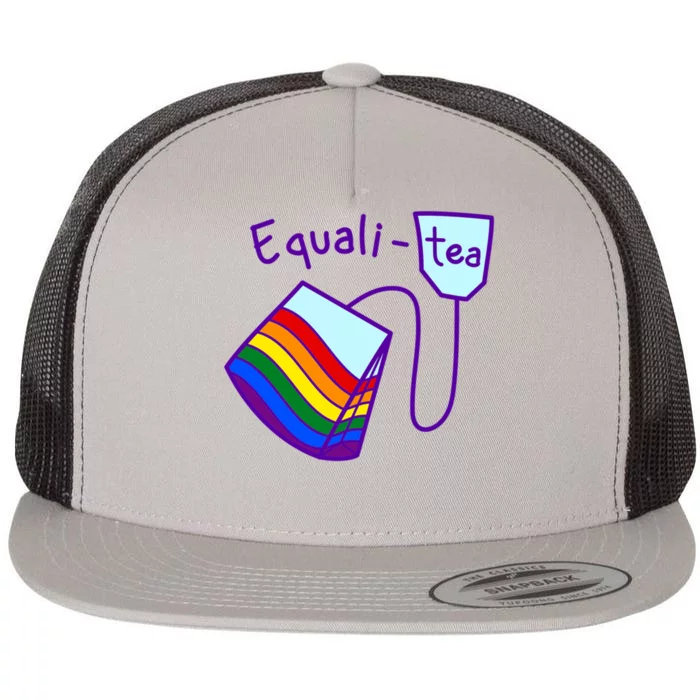 Equality Tea LGBTQ Pride Rainbow Flag Flat Bill Trucker Hat