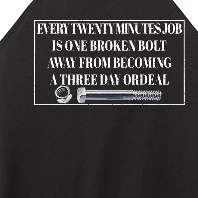 Every Twenty Minutes Job Is One Broken Bolt Funny Apparel Women’s Perfect Tri Rocker Tank