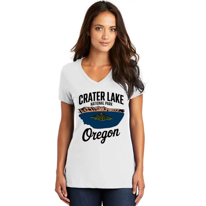 Explore The Majestic Crater Lake National Park Oregon Women's V-Neck T-Shirt