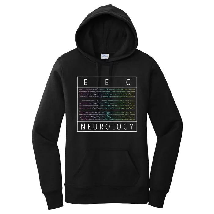 EEG Technologist Neurology Colorful Brain Waves EEG Women's Pullover Hoodie