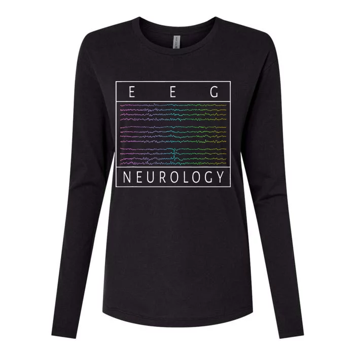 Eeg Technologist Neurology Colorful Brain Waves Eeg Womens Cotton Relaxed Long Sleeve T-Shirt