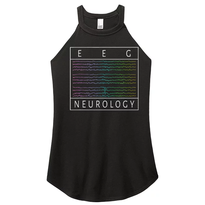 Eeg Technologist Neurology Colorful Brain Waves Eeg Women’s Perfect Tri Rocker Tank