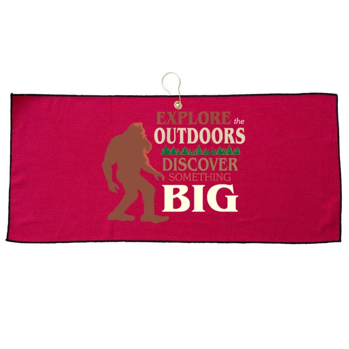 Explore The Outdoors Discover Something Big Funny Explorer Large Microfiber Waffle Golf Towel