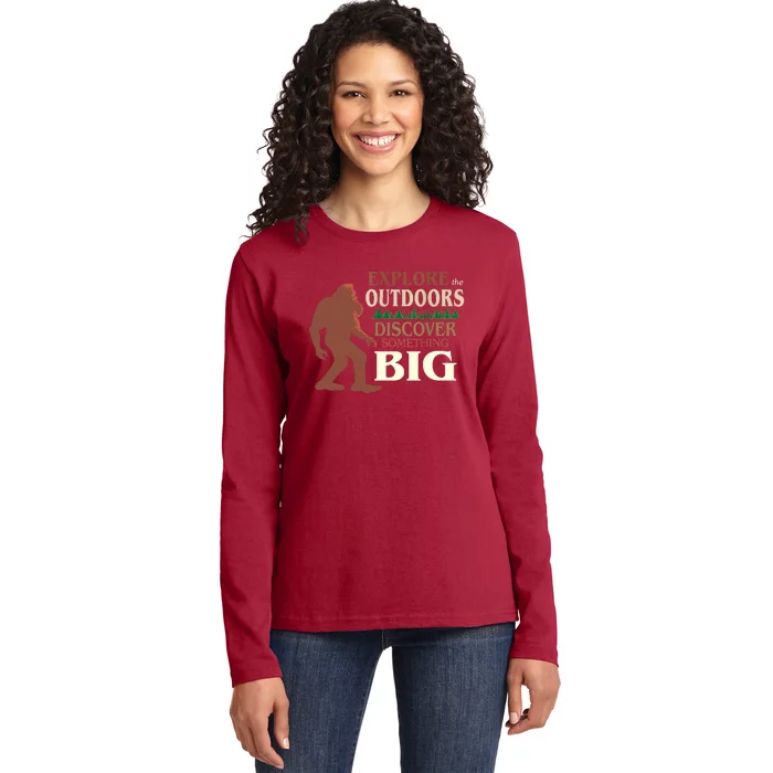 Explore The Outdoors Discover Something Big Funny Explorer Ladies Long Sleeve Shirt