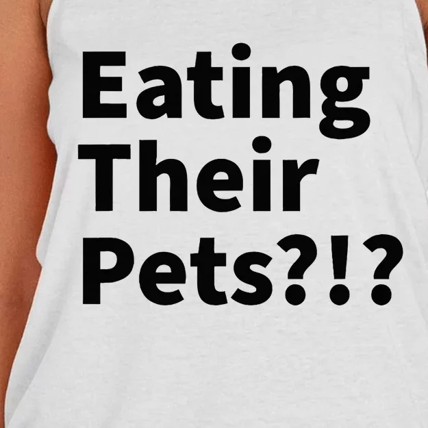 Eating Their Pets Funny Trump Debate Bizarre Weird Quote Women's Knotted Racerback Tank