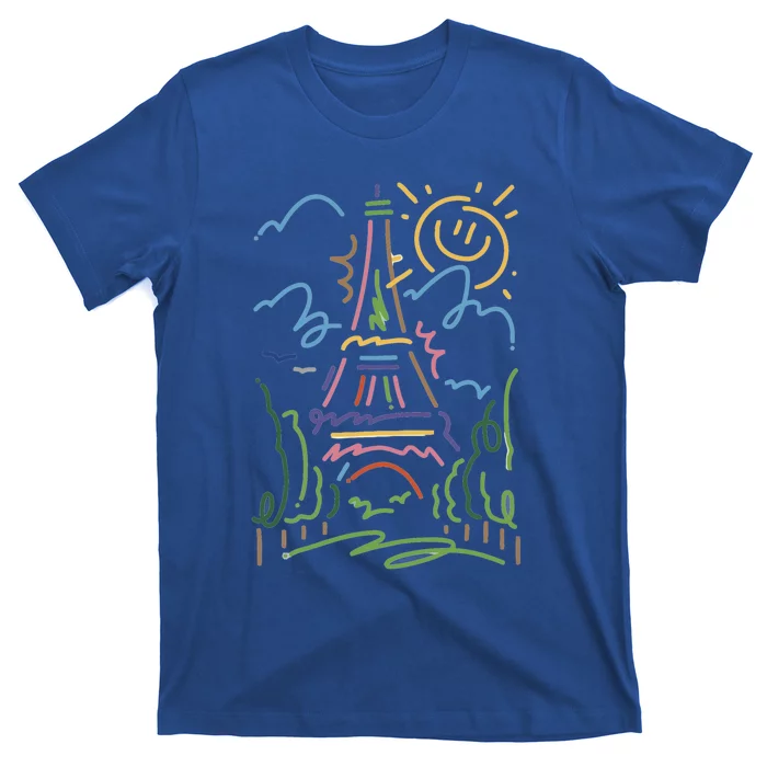 Eiffel Tower Paris Cool Gift Hand Painted Paris France T-Shirt