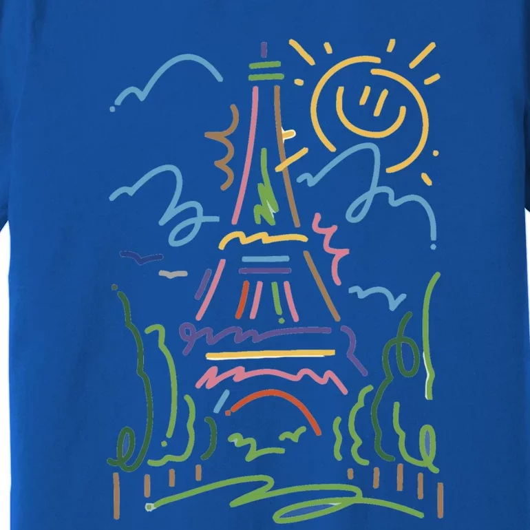 Eiffel Tower Paris Cool Gift Hand Painted Paris France Premium T-Shirt