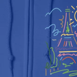 Eiffel Tower Paris Cool Gift Hand Painted Paris France Full Zip Hoodie