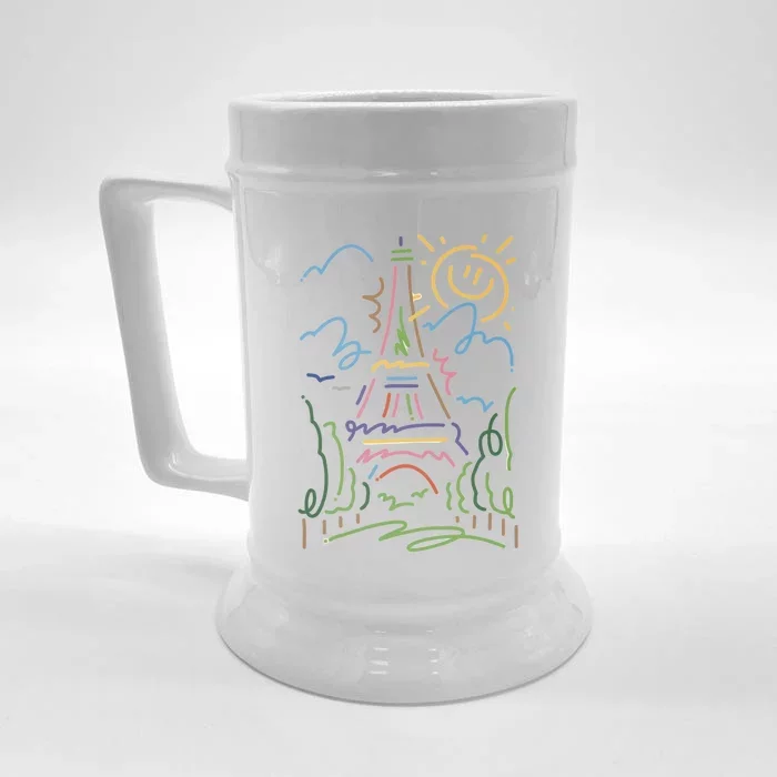 Eiffel Tower Paris Cool Gift Hand Painted Paris France Front & Back Beer Stein