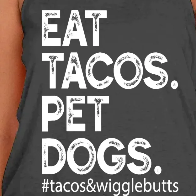 Eat Tacos. Pet Dogs Tacos And Wigglebutts Women's Knotted Racerback Tank