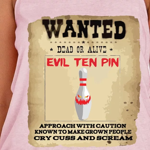 Evil Ten Pin 10 Funny Bowling Women's Knotted Racerback Tank