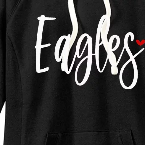 Eagles Team Pride School Spirit White Red Heart Women's Fleece Hoodie