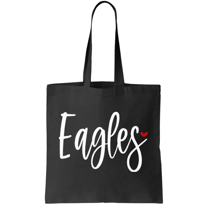 Eagles Team Pride School Spirit White Red Heart Tote Bag