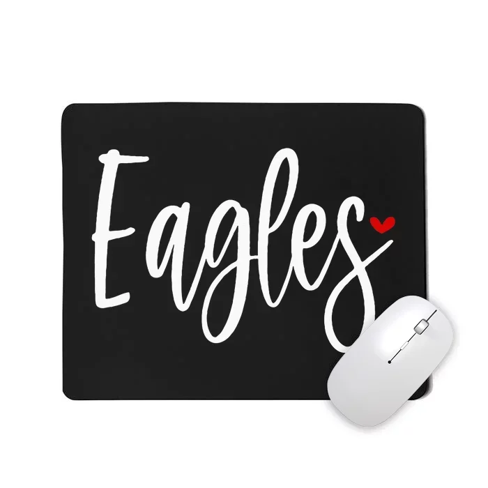 Eagles Team Pride School Spirit White Red Heart Mousepad