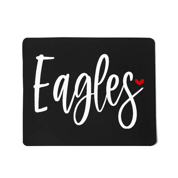 Eagles Team Pride School Spirit White Red Heart Mousepad