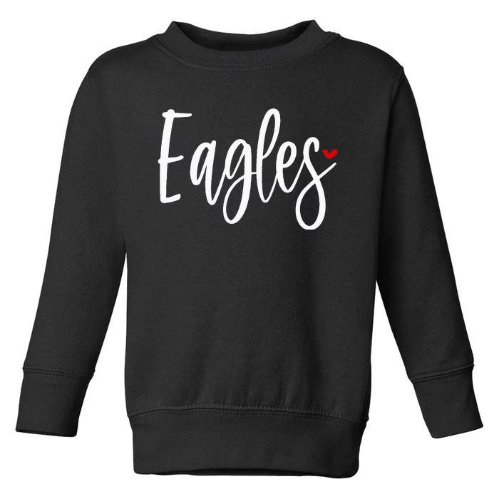 Eagles Team Pride School Spirit White Red Heart Toddler Sweatshirt