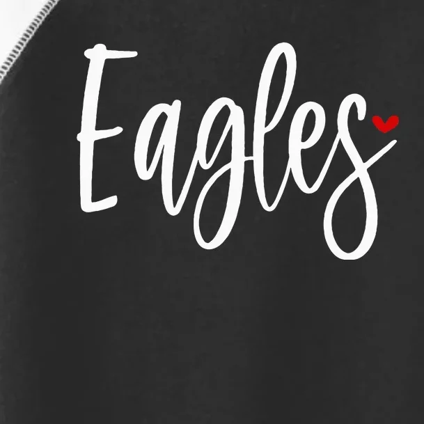 Eagles Team Pride School Spirit White Red Heart Toddler Fine Jersey T-Shirt